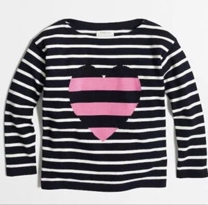 Crewcuts Navy and White Striped Heart Sweater 14 - Picture 1 of 4