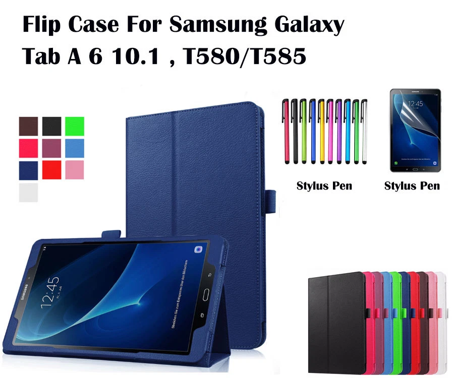 Screen Flim/Flip PU Leather Case Cover for Samsung Galaxy Tab A A6 10.1" (2016) - Image 1 of 1