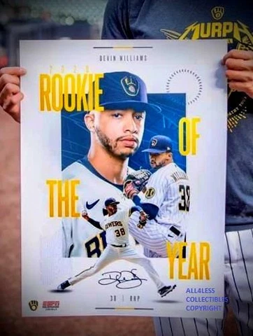 2021 MILWAUKEE BREWERS DEVIN WILLIAMS "ROOKIE OF THE YEAR" SGA POSTER ~ NEW Cover
