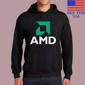 Felpa con cappuccio nera Advanced Micro Devices logo Advanced taglia S-3XL - Foto 1 di 1