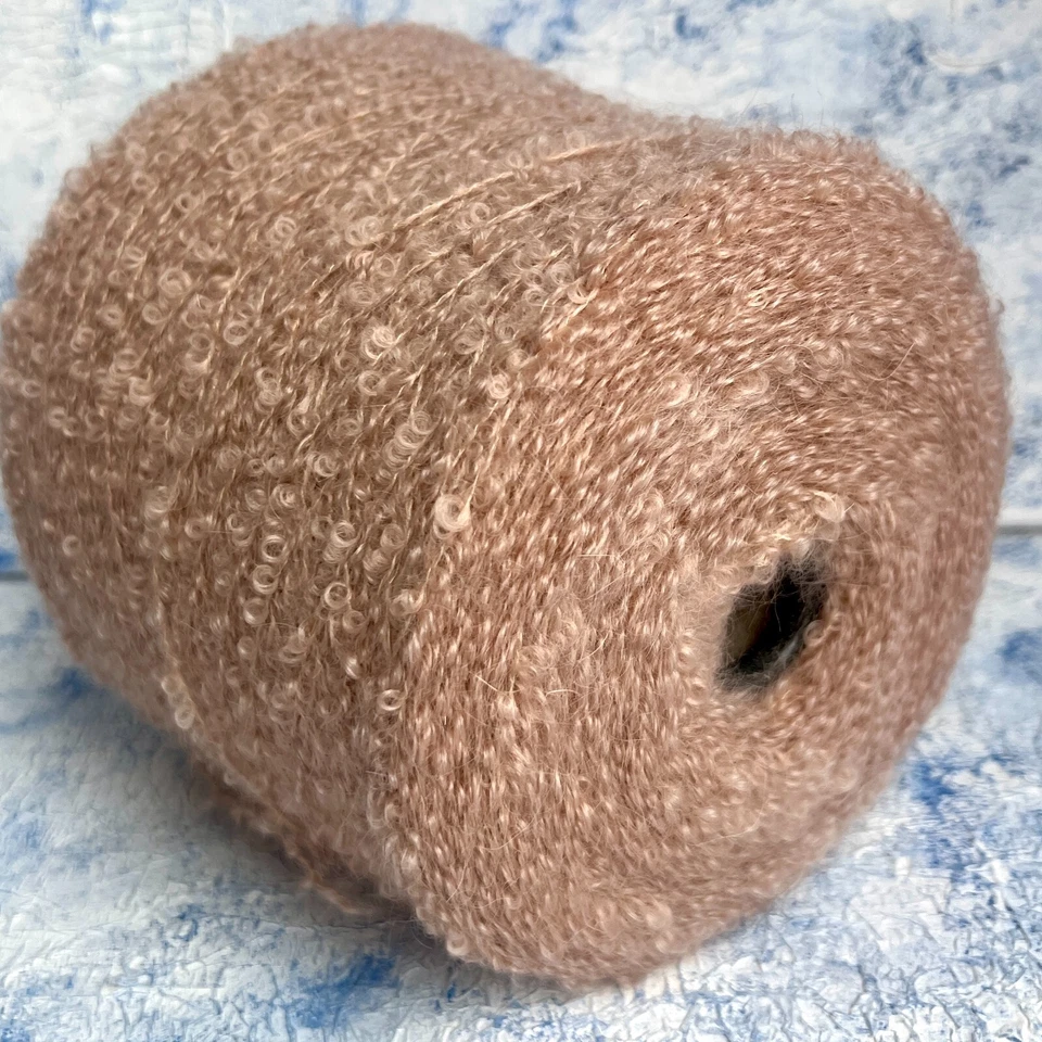 Kid Mohair Silk Boucle Yarn on cone- 75/25% Kid Mohair/Silk, per 100g/3.52oz - Image 1 of 4