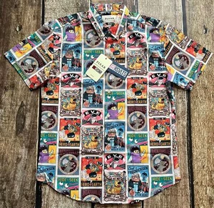 RSVLTS DISNEY PIXAR POSTERS SHIRT WALL-E MONSTERS INC RATATOUILLE MENS LARGE NEW - Picture 1 of 5