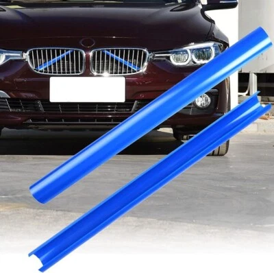 Cubierta de tira de ajuste de rejilla de soporte en V delantera de coche azul 2 piezas para BMW G01 G02 G05 X3/X4/X5 Foto 1 de 4