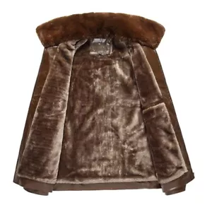 Herren PU Lederjacke Reversmantel Sherpa gefüttert dick warm Motorrad Parka Freizeit - Bild 1 von 11