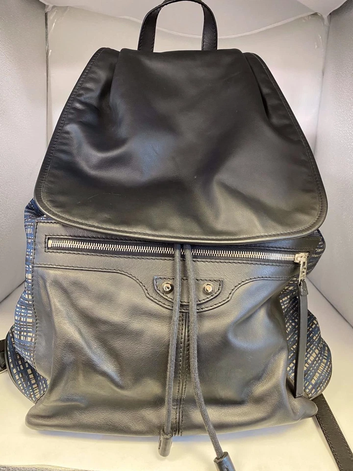 Authentic Balenciaga Leather & Nylon Traveler Drawstring Backpack - Image 1 of 4