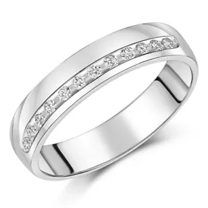 4.5mm 18ct White Gold Channel Set Diamond Wedding Ring - Picture 1 of 3