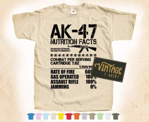 Black Print AK-47 Rifle Military T SHIRT TEE Vintage Poster Natural 12 Colors - Picture 1 of 4