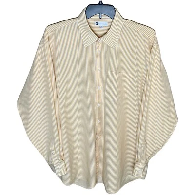 Camisa de Vestir Bachrach Para Hombre Talla 18 36/37 Naranja Blanco Rayas Botón Delantero  Foto 1 de 4