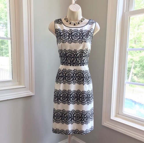 Abito tubino medaglione misto seta avorio e nero Kate Spade ~ donna 6