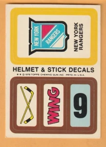 Pegatinas del equipo Topps de los New York Rangers 1978-79 #11 palos - Imagen 1 de 2