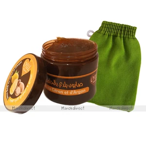 Moroccan Argan Oil Lemon Extract Black Beldi Soap Hammam Exfoliating Kessa Glove - Picture 1 of 12