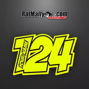 NUMERI DI GARA DECALCOMANIE NOME ADESIVI GRAFICA PISTA - RATMALLY POW-NEON 250x200mm - Foto 1 di 1