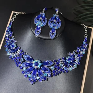Elegante Conjunto de Joyas Diseño Flor Brillante Compromiso Decoración Noche Fiesta - Imagen 1 de 8