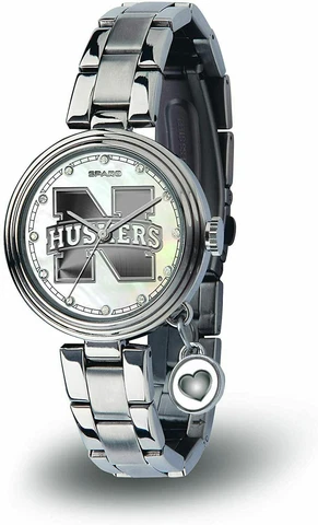 NEW! NEBRASKA HUSKERS CORNHUSKERS WOMEN'S CHARM WATCH MOTHER OF PEARL LICENSED Cover