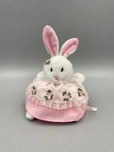 Applause weißer Hase Kaninchen Plüsch kleiner Knödel Stofftier rosa Boden 5 Zoll - Bild 1 von 5