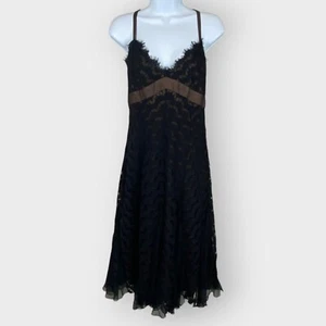 Spenser Jeremy Slip Dress | 14 | Silk Blend | Black Lace Chiffon Fairy Whimsical - Picture 1 of 9