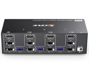 KCEVE KVM Switch 3 PC 3 Monitore 8K@60Hz, 4K@144Hz, USB 3.0 KVM Switch Triple - Bild 1 von 9