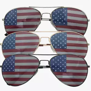 grinderPUNCH 3er-Pack Bulk USA Amerika Brille - Pilotensonnenbrille mit amerikanischer Flagge - Bild 1 von 1