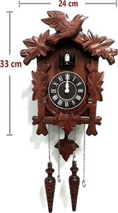 Cuckoo Clock Vintage Large Wooden Wall Clock Handcrafted 13x9.5 Inch Brown - Picture 1 of 12