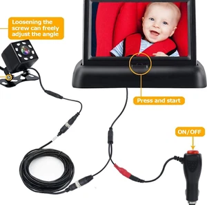 Itomoro Bebé Coche Cámara Espejo Vista Bebé en Asiento Orientado Trasero con Cámara Hace - Imagen 1 de 7