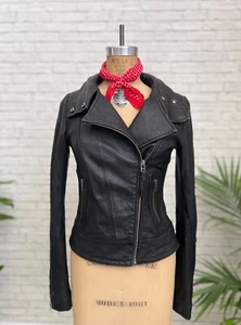 ✨Mackage Kenya Chaqueta de Motocicleta de Cuero Negra XS Chaqueta de Moto Damas A Medida - Imagen 1 de 17