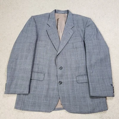 Holland & Sherry Blazer Men 44 Gray Wool Plaid Tailored Savile Row Suit Jacket - Image 1 of 4