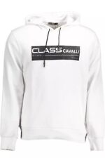 Cavalli Class Classy White Hooded Cotton Men's Sweatshirt Authentic