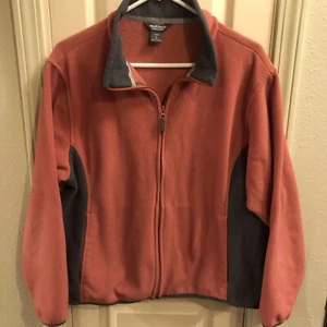 Woolrich Womens Large Burnt Orange Full Zip Light Weight Fleece Sweater - Picture 1 of 3