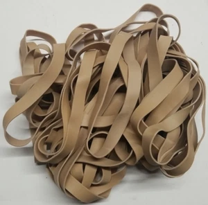 Rubber Bands Heavy Duty Tan Large USED 1 LB pk 9/16" Wide  7" Long 1/16th" Thick - Picture 1 of 7