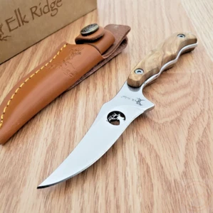 Elk Ridge Hunter Fixed Knife 3.25" 440 Steel Full Tang Blade Burl Wood Handle - Picture 1 of 10