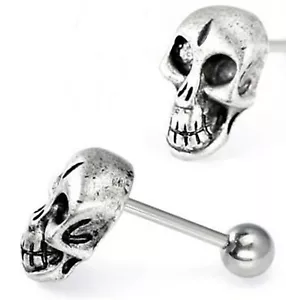 Anillo Lengua Cabeza Calavera Fundida 17mm Superior Calibre 14 5/8" Barra Acero - Imagen 1 de 3