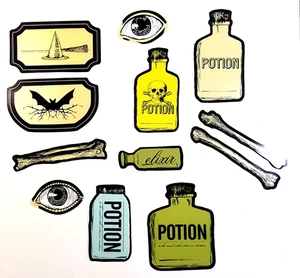 Halloween Potions Eyeballs Bones Elixir Acetate Die Cuts Ephemera - Picture 1 of 1
