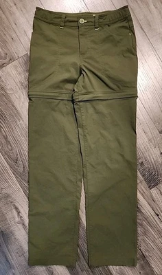 LL Bean Convertible Youth 12 Army Green Stretch Nylon Hiking Pants Zip Shorts - Image 1 of 4