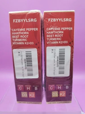 Paquete de 2 gotas líquidas de vitamina K2 D3 de cúrcuma raíz de remolacha espino pimienta de cayena Foto 1 de 4