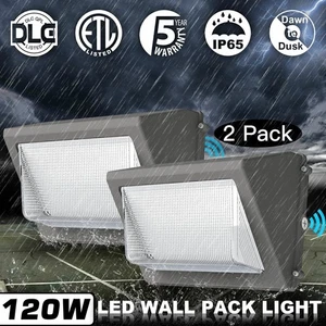 [2 Pack] Dusk To Dawn LED Wall Pack Light For Garden Yard Security Lights 120W - Picture 1 of 13
