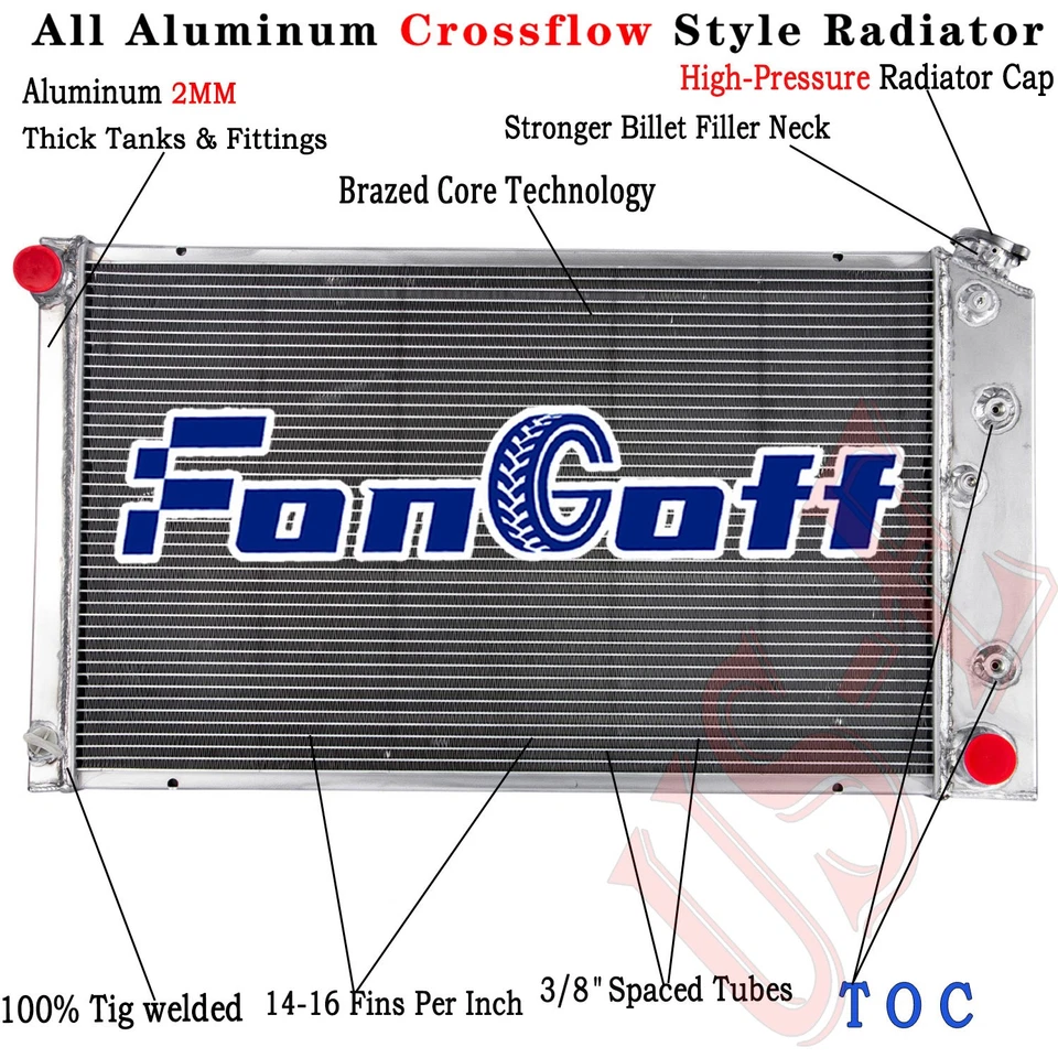 CC161 4 Row Aluminum Radiator For 1973-1986 Chevy/GMC C/K C10 C20 C30 K10 K20 - Image 1 of 4