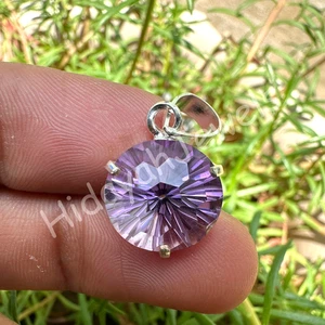 13.65 Ct Certified Natural Purple Amethyst Gemstone Pendant 925 Sterling Silver - Picture 1 of 7