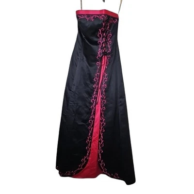 Vintage Zum Zum By Niki Livas Formal Dress Red Strapless Embroidery Corset 3/4   - Image 1 of 4