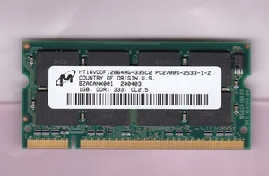 1GB PC-2700S DDR-333 MICRON MT16VDDF12864HG-335C2 Laptop Ram Memory Stick USA - Picture 1 of 2