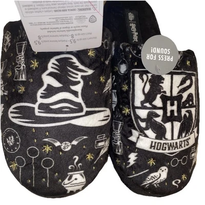 New Black Size Small Medium Harry Potter Hogwarts House Shoes Slippers Slides - Image 1 of 4