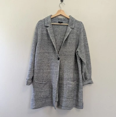 Chaqueta Suéter Blazer J.Jill Wearever Gris Tejido Línea Larga XL Foto 1 de 4