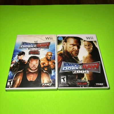 WWE Wrestling Wii Game Lot SmackDown vs Raw 2008 2009 Feat. ECW Tested Work RARE - Image 1 of 4