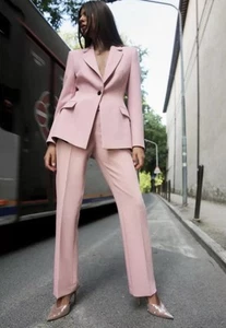 Zara New pink Fitted Blazer And Trousers Suit, Co Ord Set Size M - Picture 1 of 8