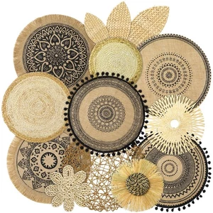 15 Pcs Boho Wall Basket Decor Handcrafted Seagrass Woven Wall Basket Rustic R... - Picture 1 of 6