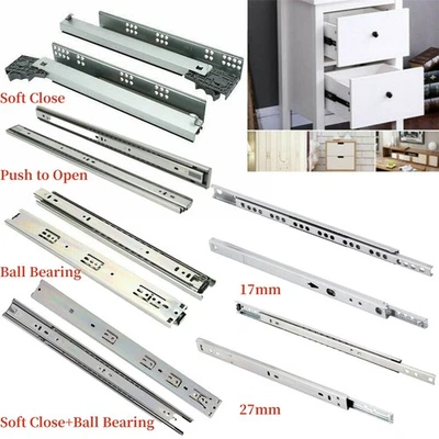 17mm 27mm 45mm Ball Bearing Drawer Runner Draw Slide Cabinet Kitchen Bathroom UK - Image 1 of 4