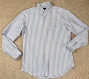 Polo Ralph Lauren Shirt Mens M Blue Stripes Button Up Preppy Classic flesh pony - Picture 1 of 13