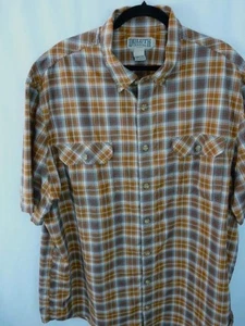 Duluth Men's Poly, Brown Plaid S/S Shirt Size 2XL Tall EUC - Picture 1 of 4