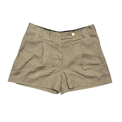 Pantalones Cortos Chloe Beige Tostado Rayas Chino Talla 38 Tiro Alto Botón Mosca Atemporal Foto 1 de 4