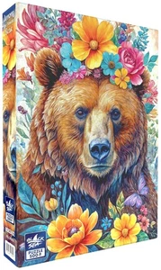 NEW Black Sea 500 Pieces Jigsaw Puzzle 	Among the Flowers Bear - Picture 1 of 2