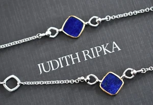$1395 🆕JUDITH RIPKA ETERNITY Station Necklace with LAPIS Gemstone and 18K GOLD - Picture 1 of 16
